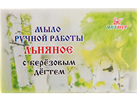 МЫЛО РУЧНОЙ РАБОТЫ ЛЬНЯНОЕ С БЕРЕЗОВЫМ ДЕГТЕМ 80 ГР