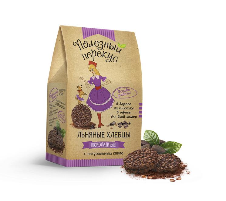 ЛЬНЯНЫЕ ХЛЕБЦЫ С НАТУРАЛЬНЫМ КАКАО (100гр.)