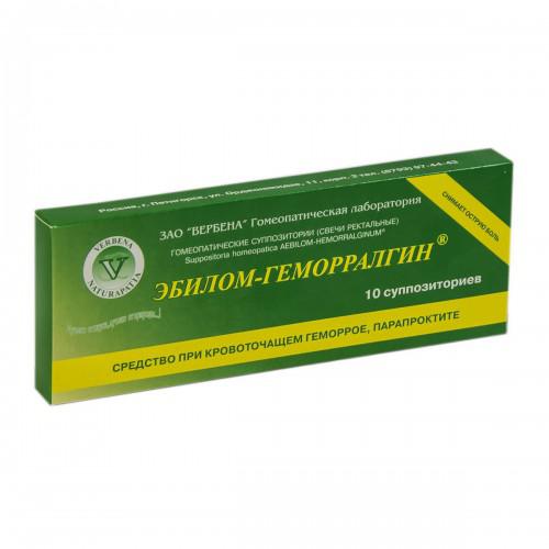 СВЕЧИ "ЭБИЛОМ - ГЕМОРРАЛГИН" (10 суппозиториев)