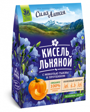 КИСЕЛЬ ЛЬНЯНОЙ С МЯКОТЬЮ ТЫКВЫ И ПРОТЕИНОМ "СИЛА АЛТАЯ" 150 ГР