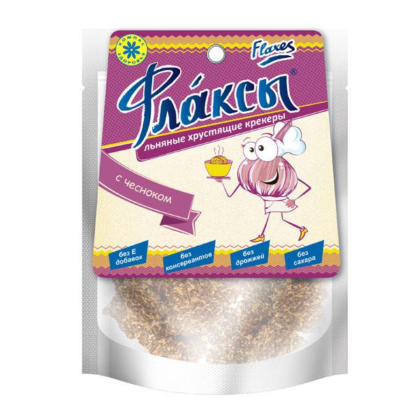 ЗАПЕЧЕННЫЕ ЛЬНЯНЫЕ КРЕКЕРЫ С ЧЕСНОКОМ (90гр.)