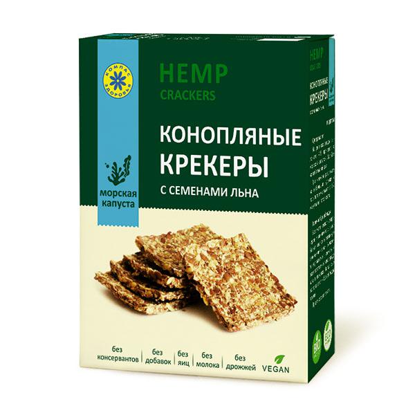 КОНОПЛЯНЫЕ КРЕКЕРЫ С СЕМЕНЕМ ЛЬНА И МОРСКОЙ КАПУСТОЙ (150гр.)