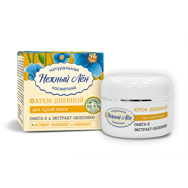 КРЕМ ДНЕВНОЙ "НЕЖНЫЙ ЛЁН" ДЛЯ СУХОЙ КОЖИ 50мл.