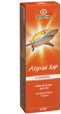КРЕМ - БАЛЬЗАМ ОТ ТРЕЩИН НА ПЯТКАХ И СТУПНЯХ. АКУЛИЙ ЖИР И ОБЛЕПИХА (75мл.)