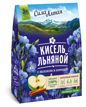 КИСЕЛЬ ЛЬНЯНОЙ С ЯБЛОКОМ И КОРИЦЕЙ "СИЛА АЛТАЯ" 150 ГР
