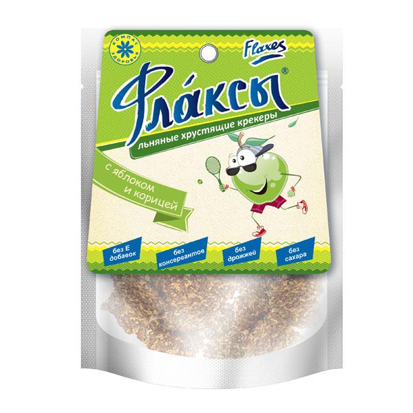 ЗАПЕЧЕННЫЕ ЛЬНЯНЫЕ КРЕКЕРЫ С ЯБЛОКОМ И КОРИЦЕЙ (90гр.)