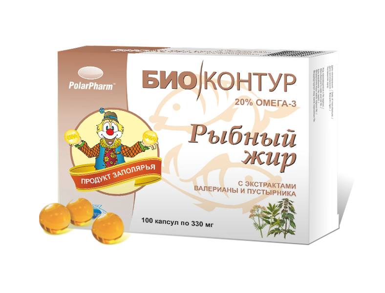 РЫБНЫЙ ЖИР С ЭКСТРАКТАМИ ВАЛЕРИАНЫ И ПУСТЫРНИКА (100 капсул)