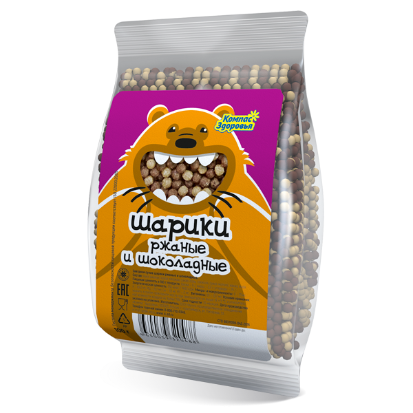 СУХОЙ ЗАВТРАК ШАРИКИ РЖАНЫЕ И ШОКОЛАДНЫЕ 100 ГР